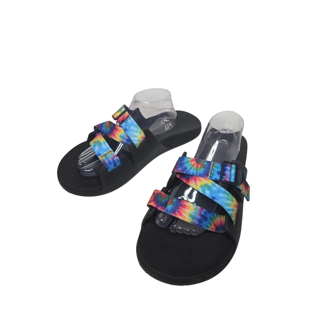 Chaco Chillos Slide M's 14 Sandals Black TieDye AdjustableStrap LUVSEAT‎ Footbed